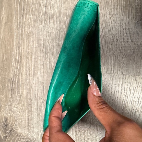 💚 Yves Saint Laurent YSL Green Leather Long Wallet - Picture 4 of 10